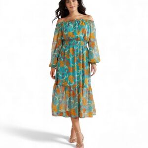 Sofia Vergara floral peasant dress XS
